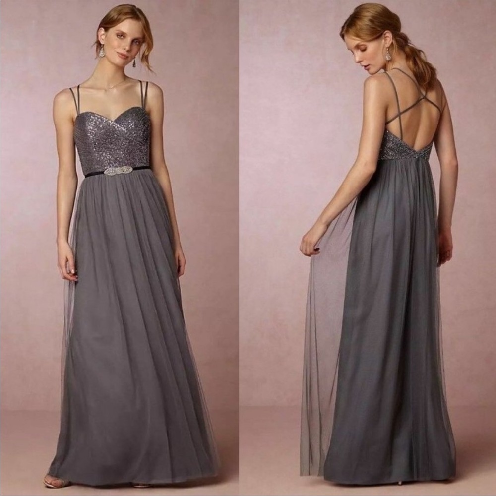 Anthropologie Watters and Watters Tulle Isadore dress in Pewter NWT - size 4